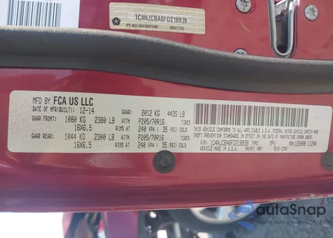 2015 Jeep Compass Sport из США, поврежденный, VIN 1C4NJCBA6FD218939